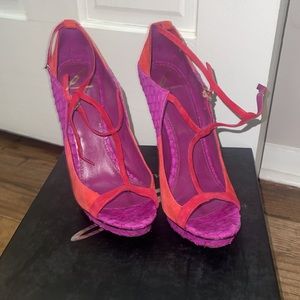 Brian Atwood two tone sandals